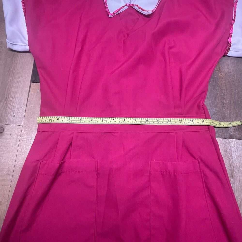 Vintage Avida SMALL Candy Striper Uniform Pink Dress White Collar Sequin Canada - Picture 4 of 9